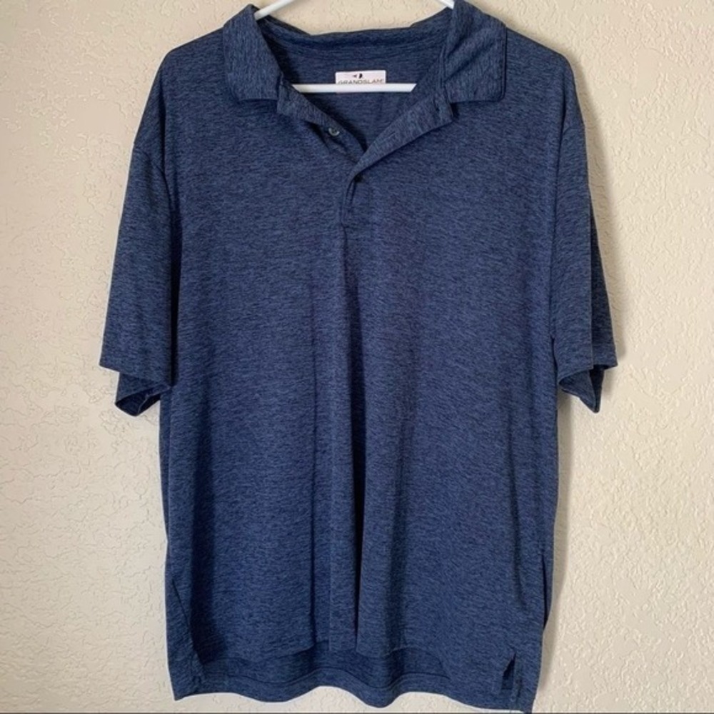 Grand Slam Polo Mens XL Blue‎ Performance Space Dye Short Sleeve Golf Shirt - Picture 5 of 10